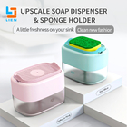 2 In 1 Hand Press Kitchen Soap Dispenser Liquid Dish Washing Sponge Pump