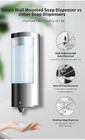 USB Rechargeable Bathroom Shower Dispenser Touch Free Automatic Wall Mounted 500ml