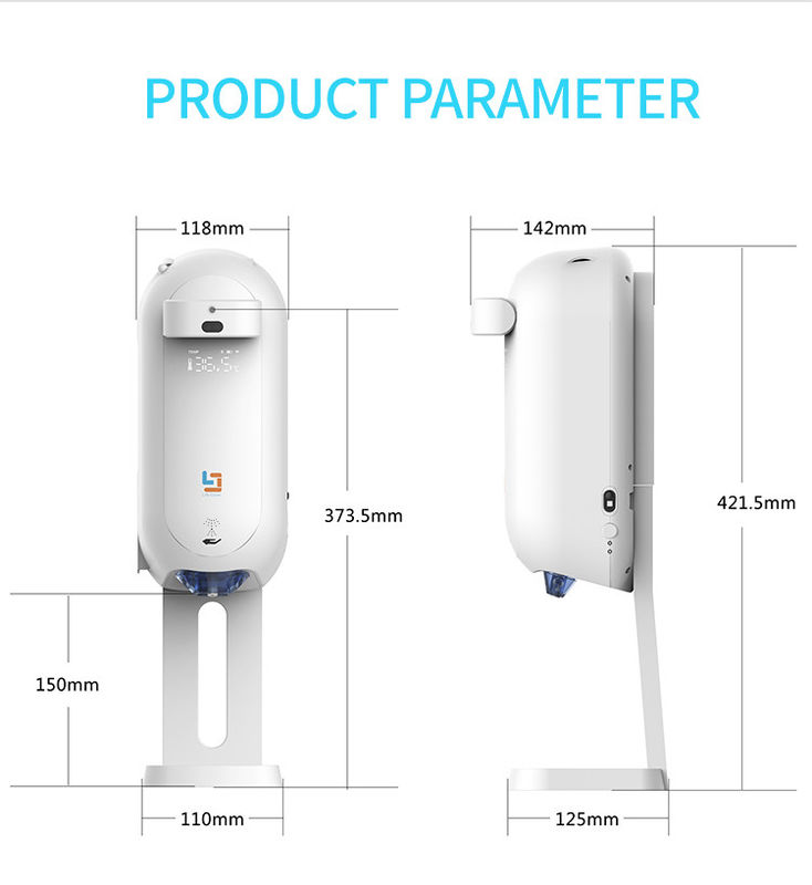 1100ml Thermometer Hand Dispenser With Adapter For Families Hotels